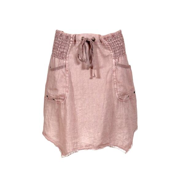 XCVI Women's Short Linen Skirt Light Pink Size M Asymmetrical Hem NWT - Picture 1 of 3
